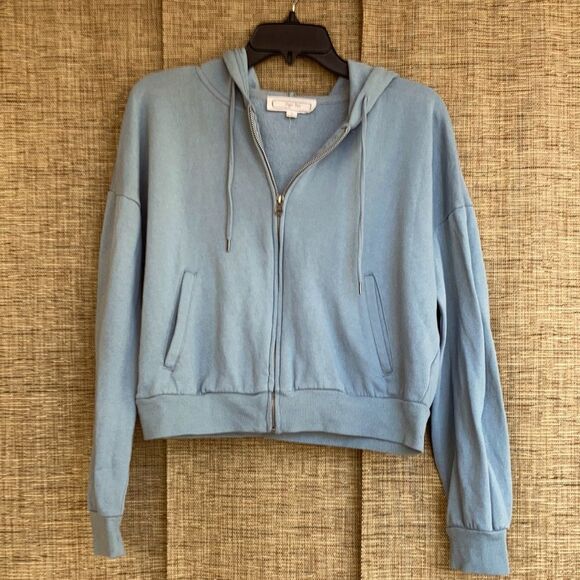Hippie Rose cropped hoodie color bluish grey - Picture 1 of 5